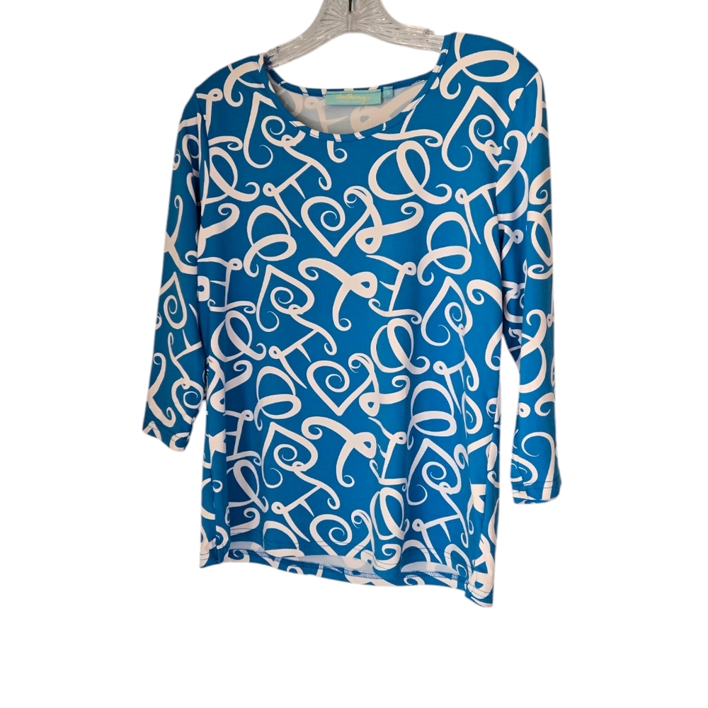 Anthony's Resort Wear Love Graphic Design Blouse size Med